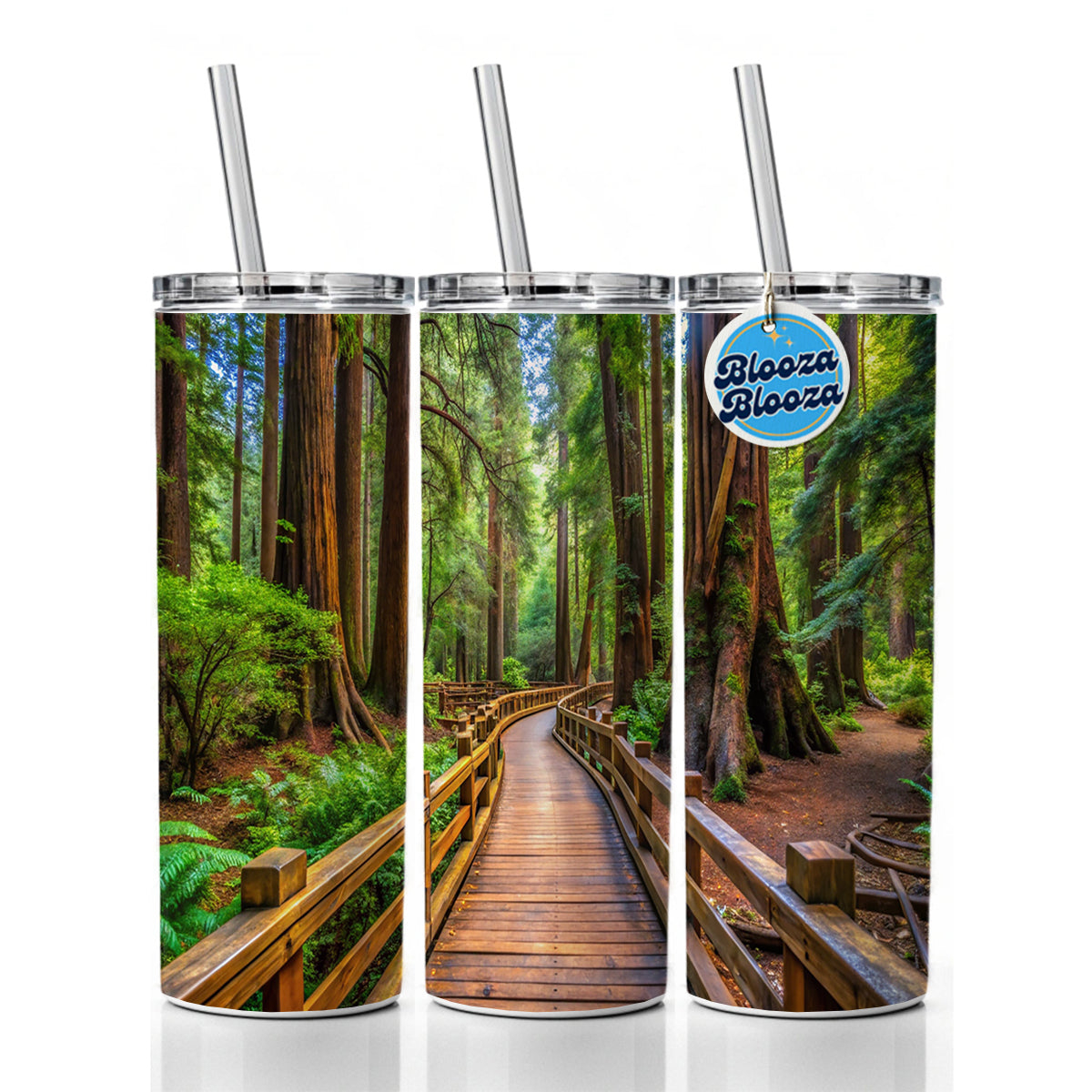 Muir Woods National Monument California Watercolor Style Skinny Tumbler 20oz with Straw Insulated Water Bottle Gift