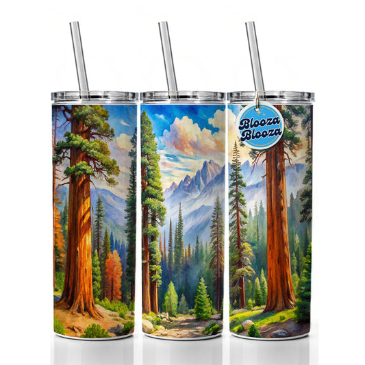 Sequoia National Park California Watercolor Style Skinny Tumbler 20oz with Straw Insulated Water Bottle Gift
