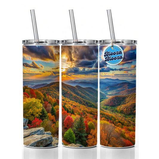 Shenandoah National Park Virginia Watercolor Style Skinny Tumbler 20oz with Straw Insulated Water Bottle Gift