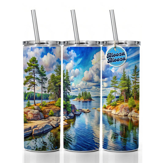 Voyageurs National Park Minnesota Watercolor Style Skinny Tumbler 20oz with Straw Insulated Water Bottle Gift