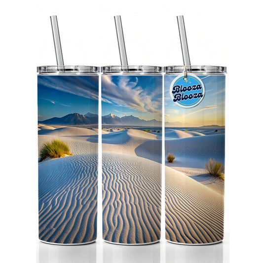 White Sands National Park New Mexico Watercolor Style Skinny Tumbler 20oz with Straw Insulated Water Bottle Gift