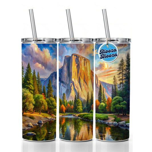 Yosemite National Park El Capitan Watercolor Style Skinny Tumbler 20oz with Straw Insulated Water Bottle Gift