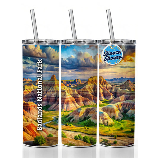 Badlands National Park South Dakota Skinny Tumbler 20oz with Straw Insulated Water Bottle Gift