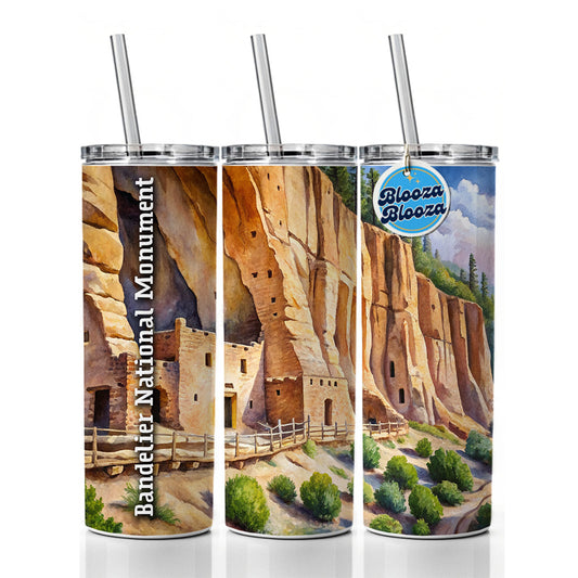 Bandelier National Monument New Mexico Skinny Tumbler 20oz with Straw Insulated Water Bottle Gift