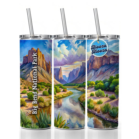 Big Bend National Park Texas Skinny Tumbler 20oz with Straw Insulated Water Bottle Gift