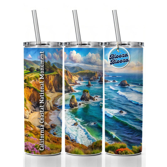 California Coastal National Monument California Skinny Tumbler 20oz with Straw Insulated Water Bottle Gift