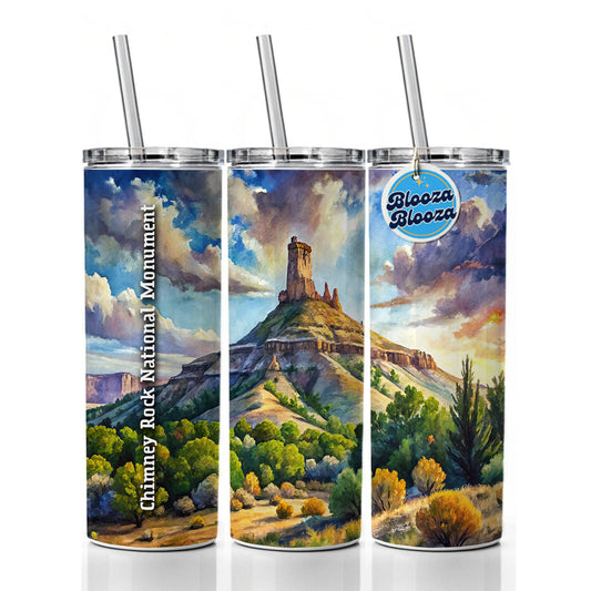Chimney Rock National Monument Colorado Skinny Tumbler 20oz with Straw Insulated Water Bottle Gift