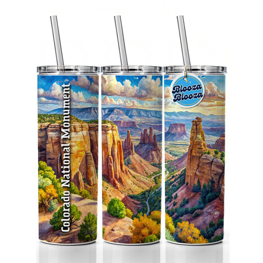Colorado National Monument Colorado Skinny Tumbler 20oz with Straw Insulated Water Bottle Gift
