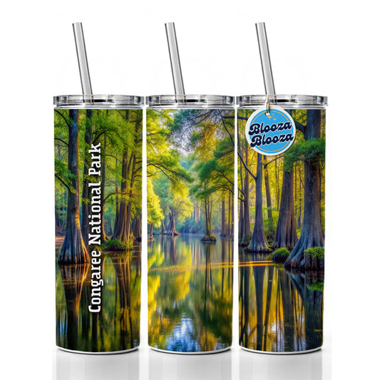 Congaree National Park South Carolina Skinny Tumbler 20oz with Straw Insulated Water Bottle Gift
