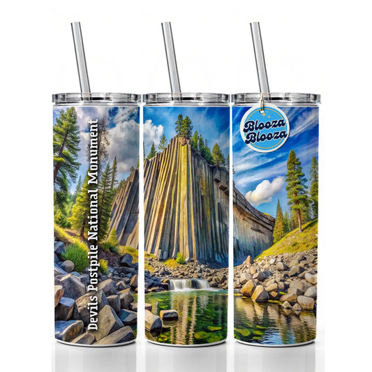 Devils Postpile National Monument California Skinny Tumbler 20oz with Straw Insulated Water Bottle Gift