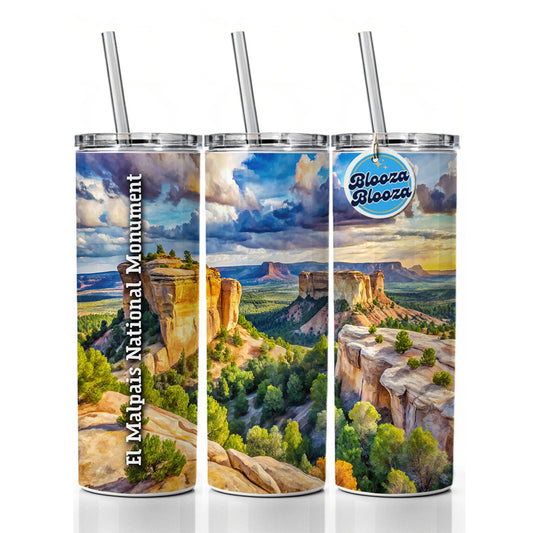 El Malpais National Monument New Mexico Skinny Tumbler 20oz with Straw Insulated Water Bottle Gift