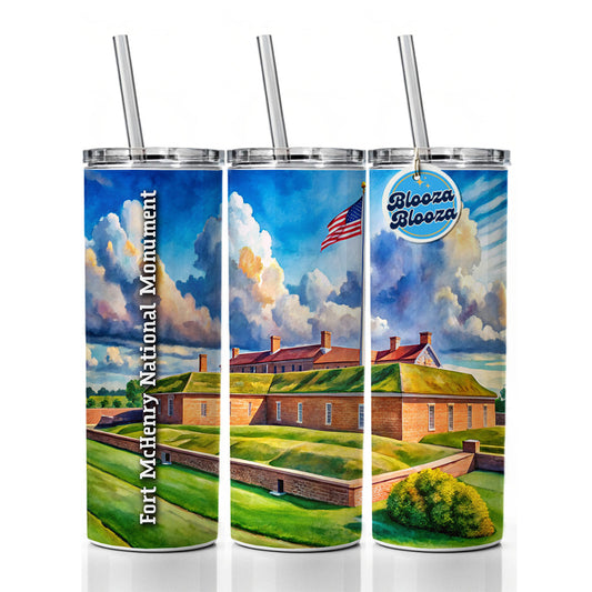 Fort McHenry National Monument Maryland Skinny Tumbler 20oz with Straw Insulated Water Bottle Gift