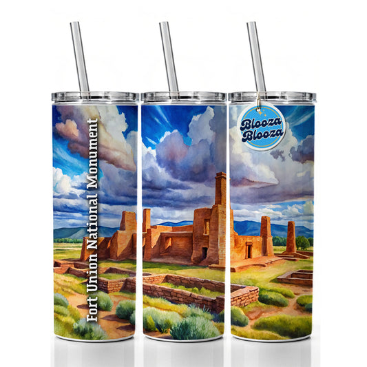 Fort Union National Monument New Mexico Skinny Tumbler 20oz with Straw Insulated Water Bottle Gift