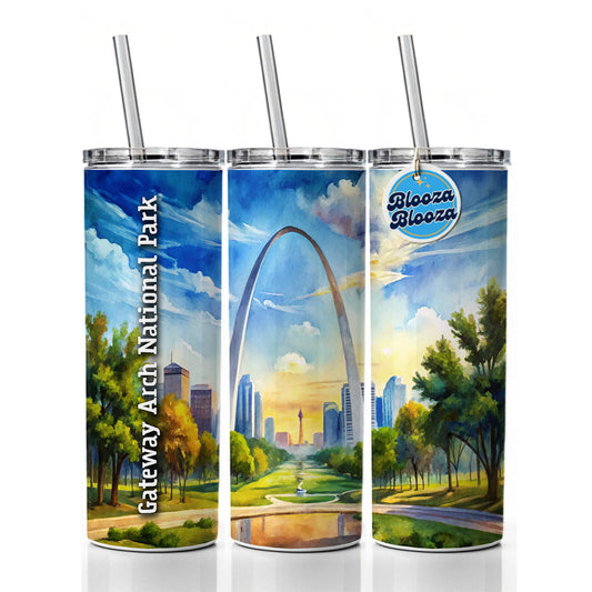 Gateway Arch National Park Missouri Skinny Tumbler 20oz with Straw Insulated Water Bottle Gift