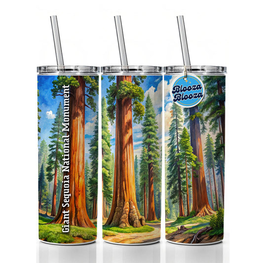 Giant Sequoia National Monument California Skinny Tumbler 20oz with Straw Insulated Water Bottle Gift