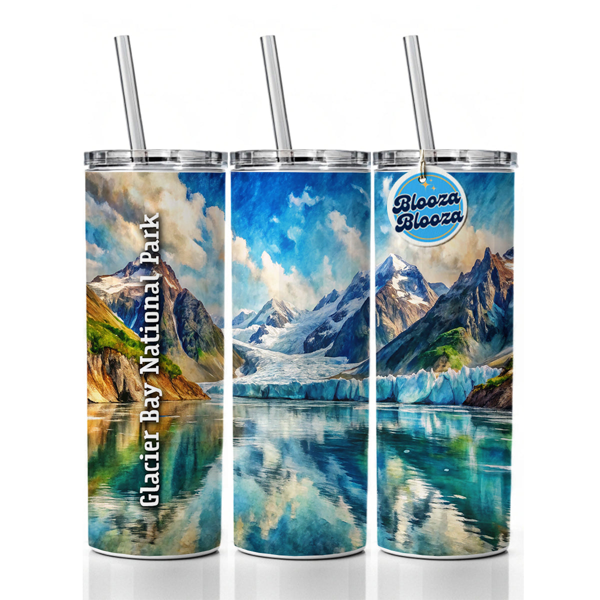 Glacier Bay National Park Alaska Skinny Tumbler 20oz with Straw Insulated Water Bottle Gift