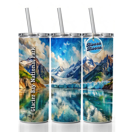 Glacier Bay National Park Alaska Skinny Tumbler 20oz with Straw Insulated Water Bottle Gift