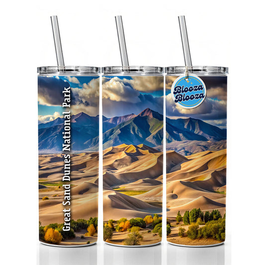 Great Sand Dunes National Park Colorado Skinny Tumbler 20oz with Straw Insulated Water Bottle Gift