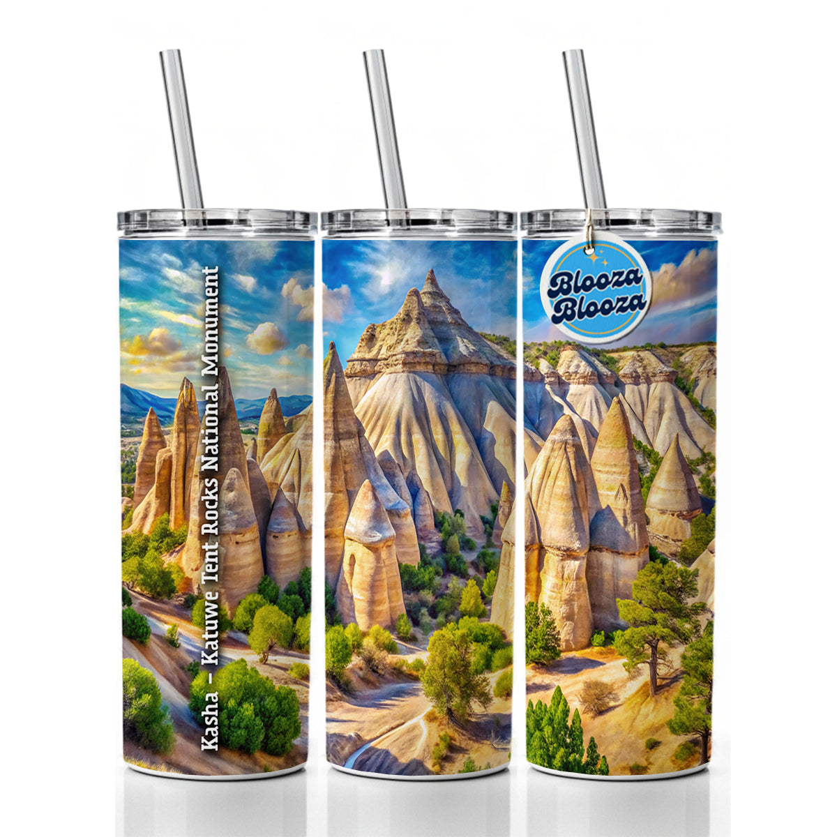 Kasha - Katuwe Tent Rocks National Monument New Mexico Skinny Tumbler 20oz with Straw Insulated Water Bottle Gift