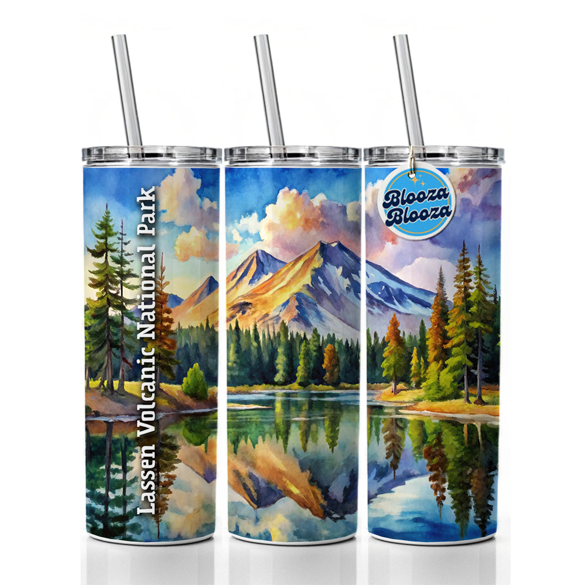 Lassen Volcanic National Park California Skinny Tumbler 20oz with Straw Insulated Water Bottle Gift