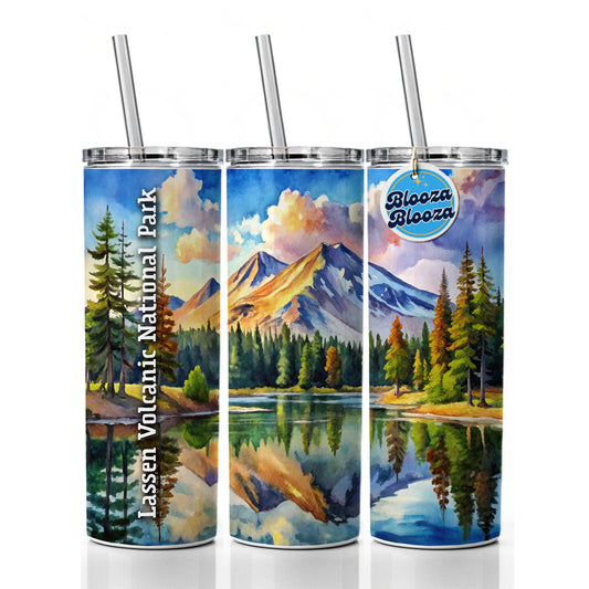 Lassen Volcanic National Park California Skinny Tumbler 20oz with Straw Insulated Water Bottle Gift