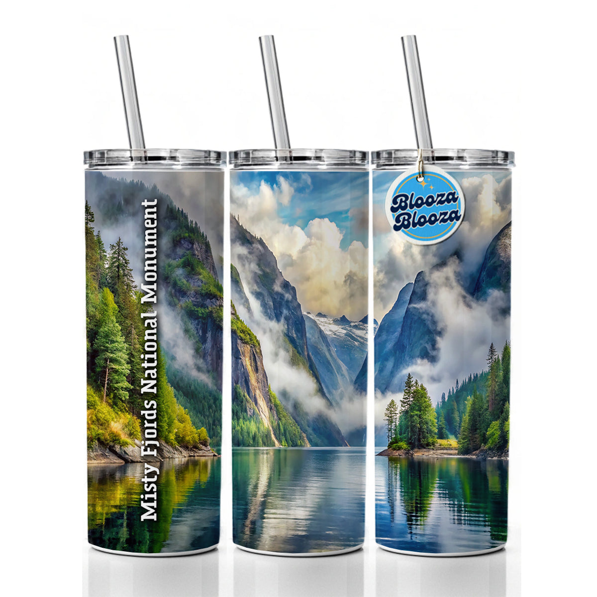 Misty Fjords National Monument Alaska Skinny Tumbler 20oz with Straw Insulated Water Bottle Gift