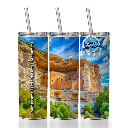 Montezuma Castle National Monument Arizona Skinny Tumbler 20oz with Straw Insulated Water Bottle Gift