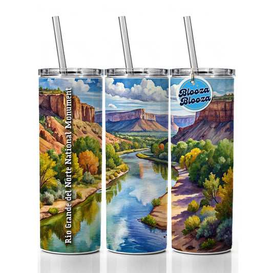 Rio Grande del Norte National Monument New Mexico Skinny Tumbler 20oz with Straw Insulated Water Bottle Gift