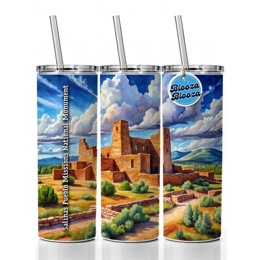 Salinas Pueblo Missions National Monument New Mexico Skinny Tumbler 20oz with Straw Insulated Water Bottle Gift