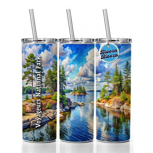 Voyageurs National Park Minnesota Skinny Tumbler 20oz with Straw Insulated Water Bottle Gift