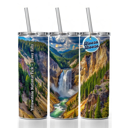 Yellowstone National Park Lower Falls Skinny Tumbler 20oz with Straw Insulated Water Bottle Gift