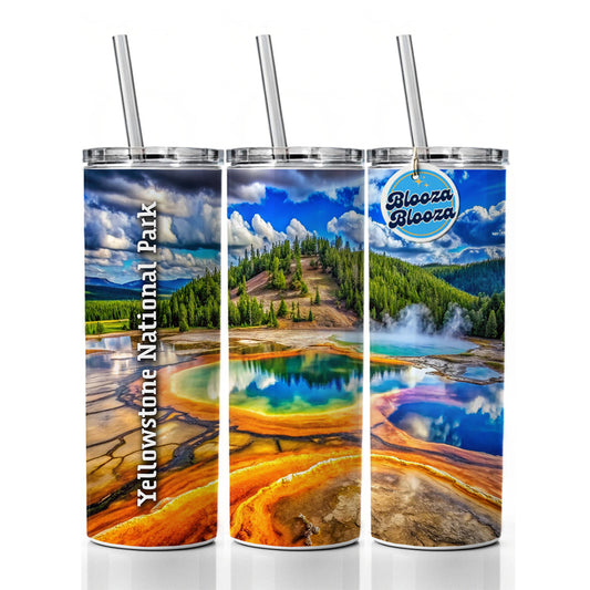 Yellowstone National Park Wyoming Skinny Tumbler 20oz with Straw Insulated Water Bottle Gift
