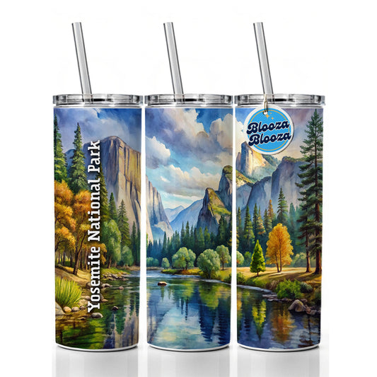 Yosemite National Park California Skinny Tumbler 20oz with Straw Insulated Water Bottle Gift