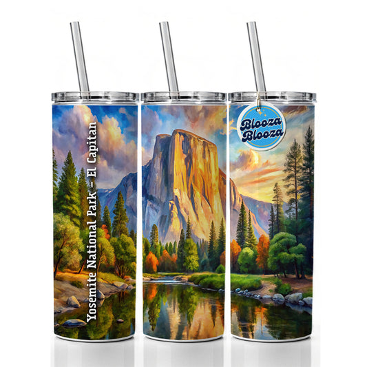 Yosemite National Park El Capitan Skinny Tumbler 20oz with Straw Insulated Water Bottle Gift
