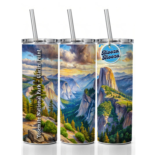 Yosemite National Park Glacier Point Skinny Tumbler 20oz with Straw Insulated Water Bottle Gift