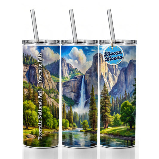 Yosemite National Park Yosemite Falls Skinny Tumbler 20oz with Straw Insulated Water Bottle Gift