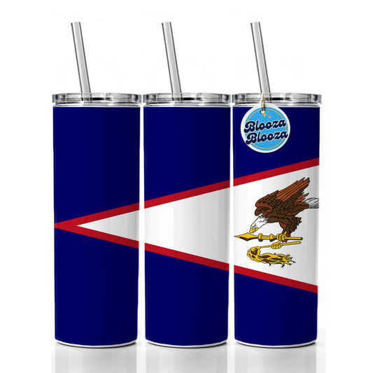 American Samoa Country Flag Skinny Tumbler 20oz with Straw Insulated Water Bottle Gift