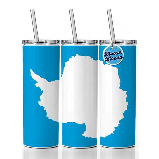 Antarctica Country Flag Skinny Tumbler 20oz with Straw Insulated Water Bottle Gift