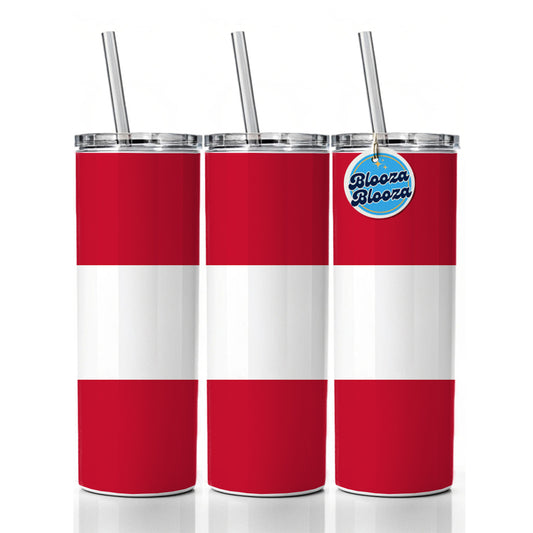 Austria Country Flag Skinny Tumbler 20oz with Straw Insulated Water Bottle Gift