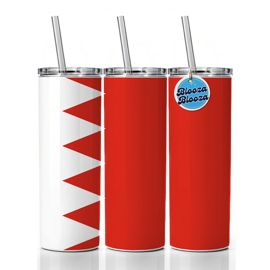 Bahrain Country Flag Skinny Tumbler 20oz with Straw Insulated Water Bottle Gift