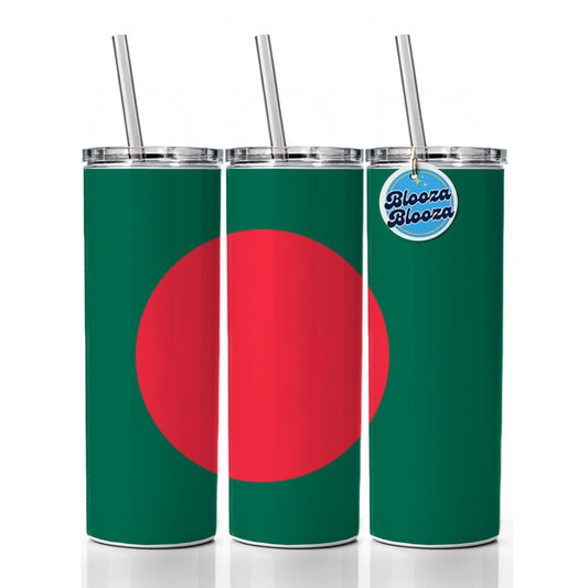 Bangladesh Country Flag Skinny Tumbler 20oz with Straw Insulated Water Bottle Gift
