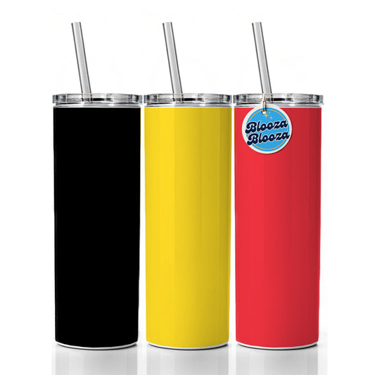 Belgium Country Flag Skinny Tumbler 20oz with Straw Insulated Water Bottle Gift