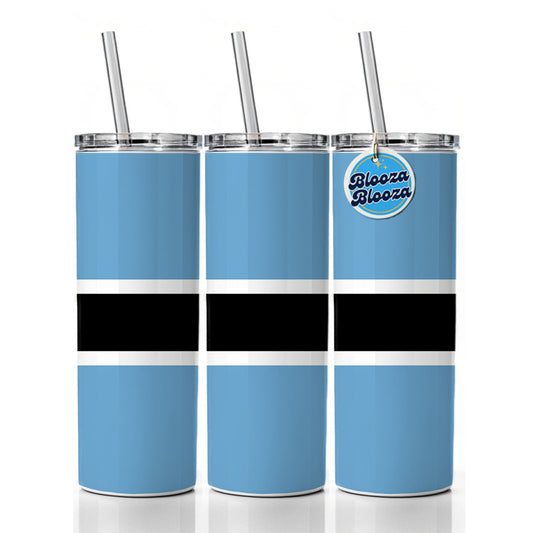 Botswana Country Flag Skinny Tumbler 20oz with Straw Insulated Water Bottle Gift