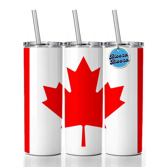 Canada Country Flag Skinny Tumbler 20oz with Straw Insulated Water Bottle Gift