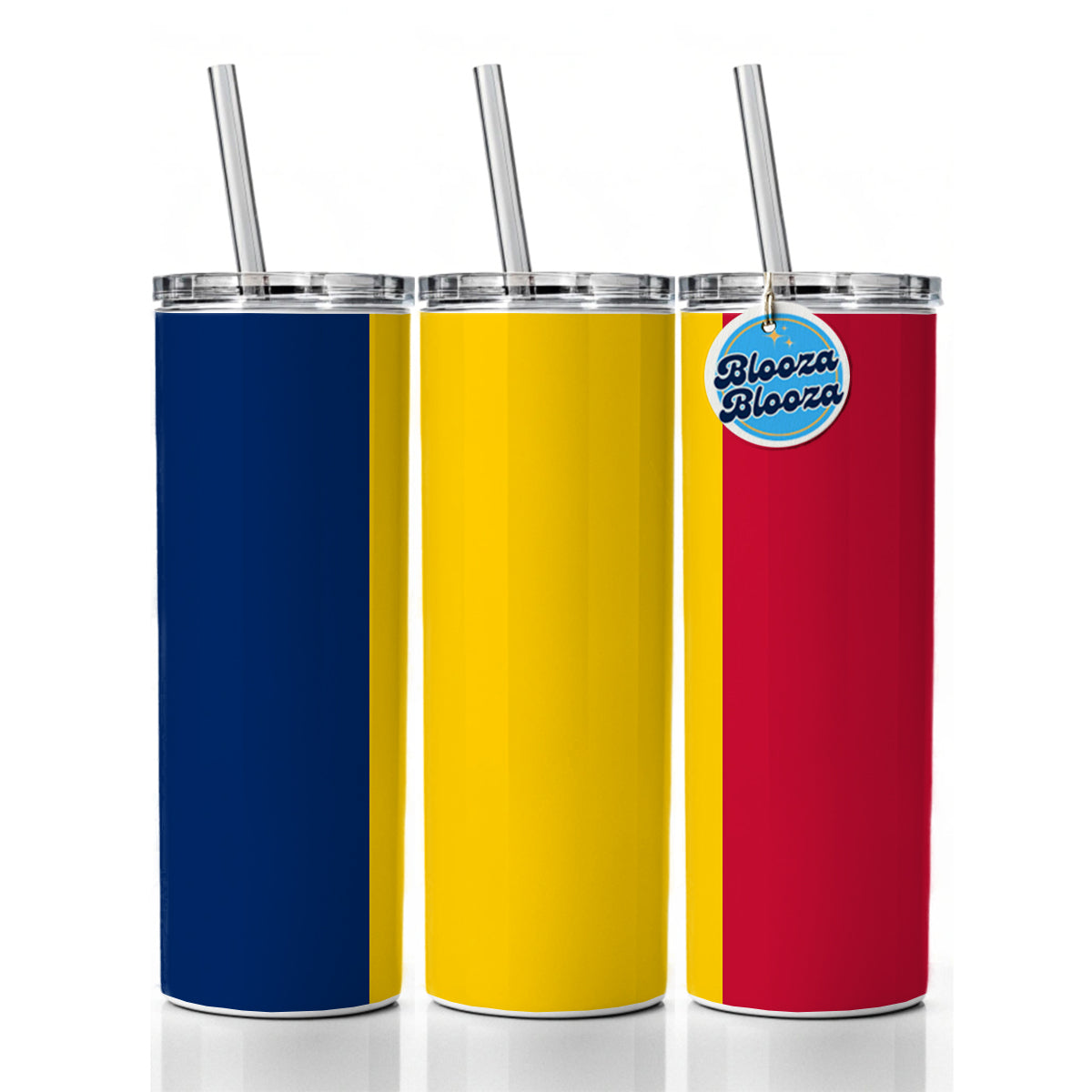 Chad Country Flag Skinny Tumbler 20oz with Straw Insulated Water Bottle Gift