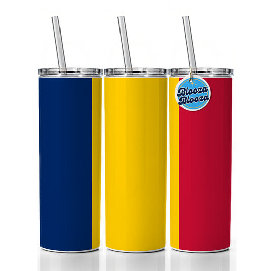 Chad Country Flag Skinny Tumbler 20oz with Straw Insulated Water Bottle Gift
