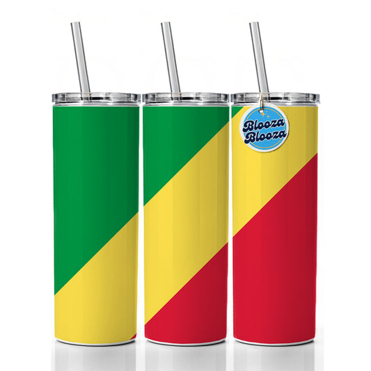 Congo (the) Country Flag Skinny Tumbler 20oz with Straw Insulated Water Bottle Gift