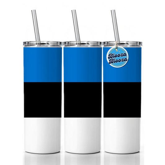 Estonia Country Flag Skinny Tumbler 20oz with Straw Insulated Water Bottle Gift