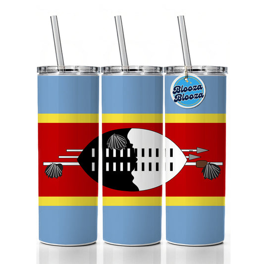 Eswatini Country Flag Skinny Tumbler 20oz with Straw Insulated Water Bottle Gift