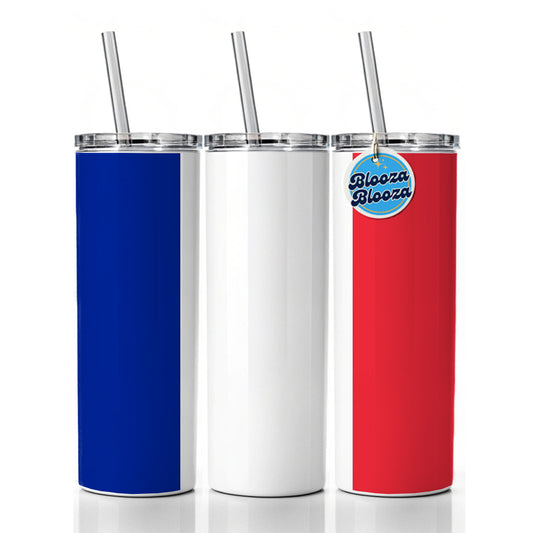 France Country Flag Skinny Tumbler 20oz with Straw Insulated Water Bottle Gift